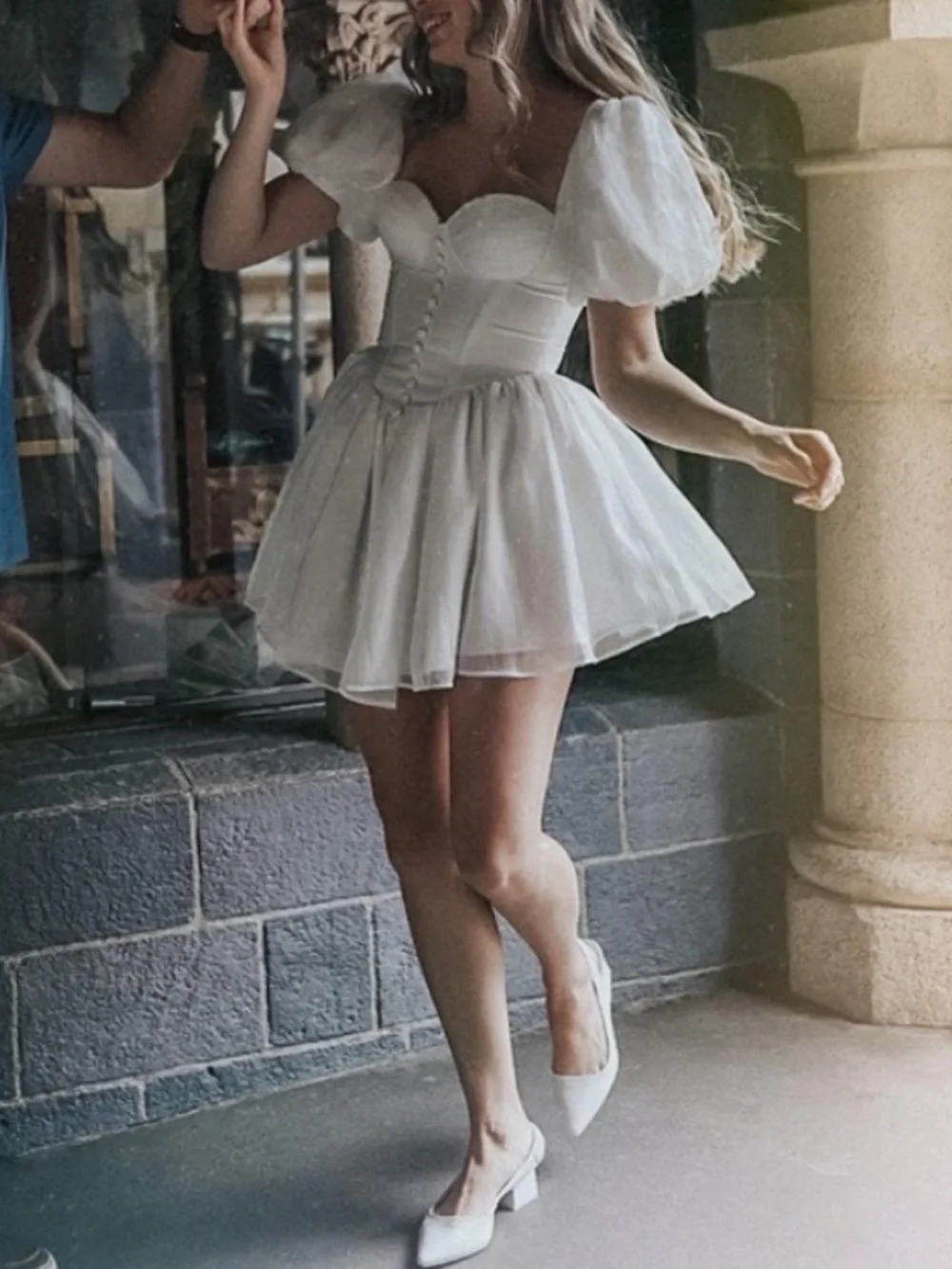 Adeirlina White Corset Coquette Mini Dress Size Small Engagement Graduation NEW - Picture 15 of 15